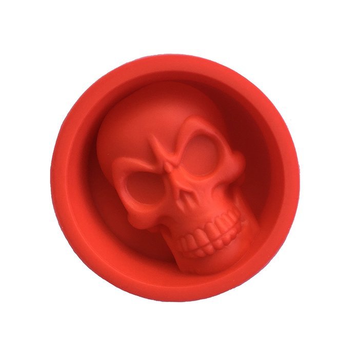 Cherryard DIY Handmade Mold Halloween Theme Skull Shape Silicone Muffin Cup for Making Pudding Cake,1 Pack N4