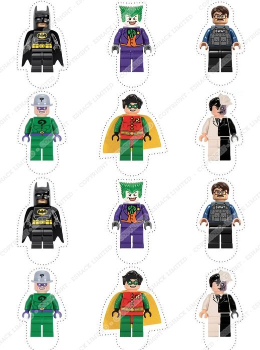 Cakeshop 12 x PRE-CUT Lego Batman Stand Up Edible Cake Toppers