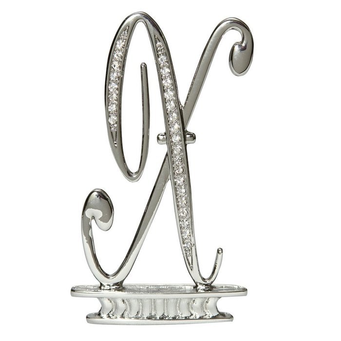 Ivy Lane Design Monogram Crystal Cake Top Letter E, Silver, 4-1/2-Inch N8