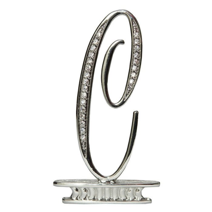 Ivy Lane Design Monogram Crystal Cake Top Letter E, Silver, 4-1/2-Inch N10