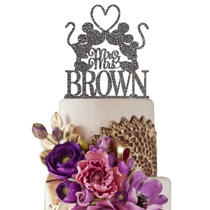 Sugar Yeti Made In USA Personalized Wedding Cake Topper Mrs Minnie Heart Mr Mickey #1 Black N11