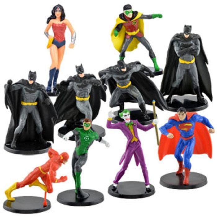 Cake Toppers Kit, DC Comics Plastic Figurines, 2&frac14;", 10 PC Set N2