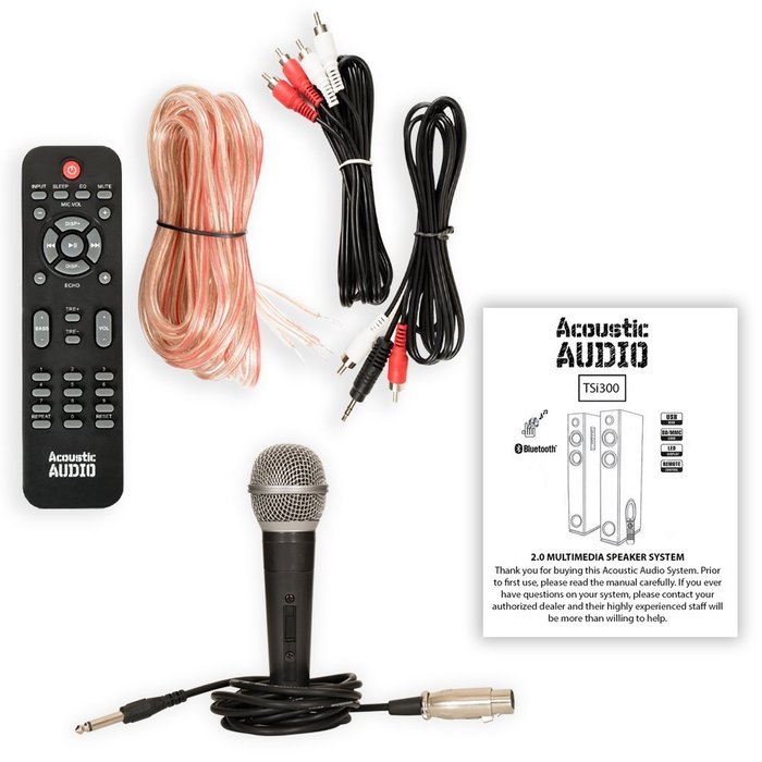 Acoustic Audio TSi300 Bluetooth Powered Floorstanding Tower Multimedia Speakers with Mic TSi300M1