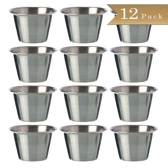 (Set of 12) Stainless Steel, Individual Condiment Sauce Cup - 2 1/2 oz