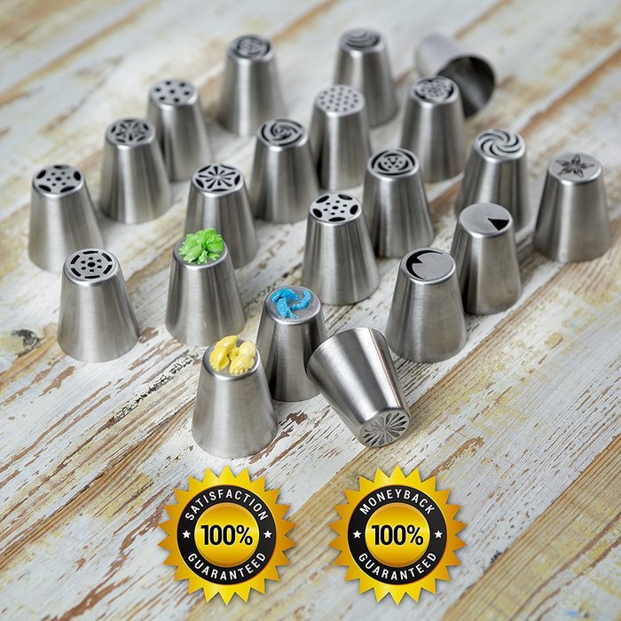 Russian Piping Tips - Cake Decorating Baking Supplies Kit - Icing Pastry Disposable Bags & Coupler - Premium 29... N8