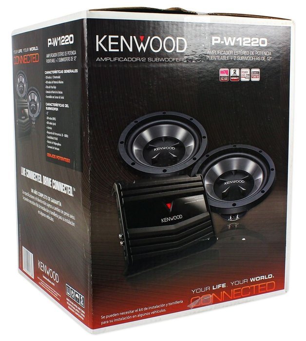 Package: Kenwood P-W1220 Package of: Kenwood KAC-5206 400W Peak/120W RMS 2-Channel Car Amplifier + 2)KFC-W112S... N2