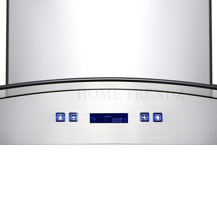30 Inch Wall Mount Stainless Steel Kitchen Range Hood with Glass Canopy N5