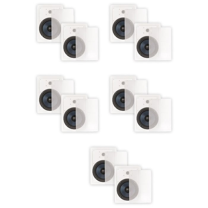 Blue Octave BDW82 In Wall 8" Speakers 2 Way Home Theater Surround Sound 5 Pair Pack