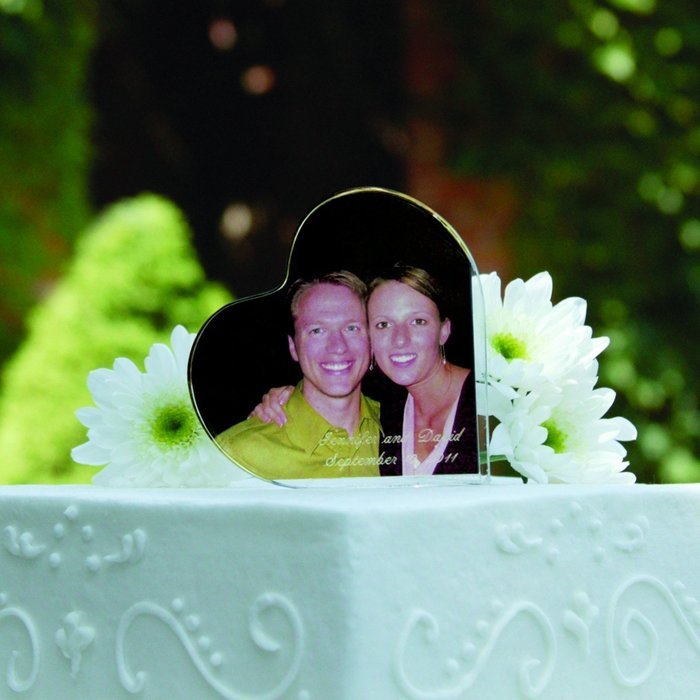 Hortense B. Hewitt Wedding Accessories Heart Shape Photo Cake Top, 4 by 4-Inch N2