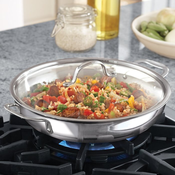 Calphalon Tri-Ply Stainless Steel 14-Inch Roaster with Rack and Lifters N5