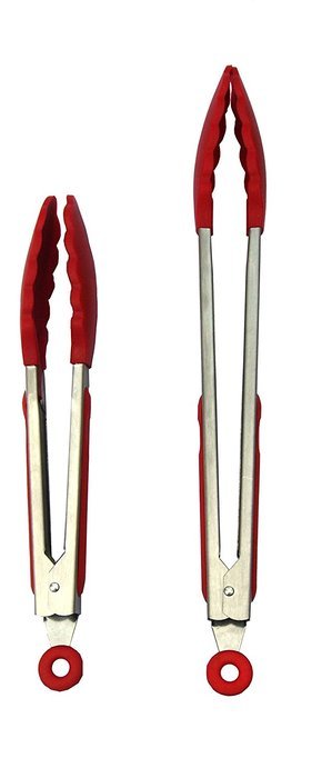 Better Value Silicone Tongs 2 Pack,red (9-inch & 12-inch)