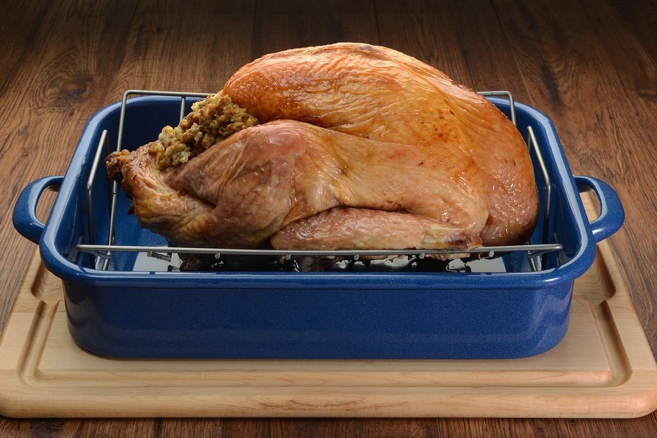 Granite Ware F5287-2 Heavy Gauge Open Roaster with Nonstick V-Rack, Blue N2