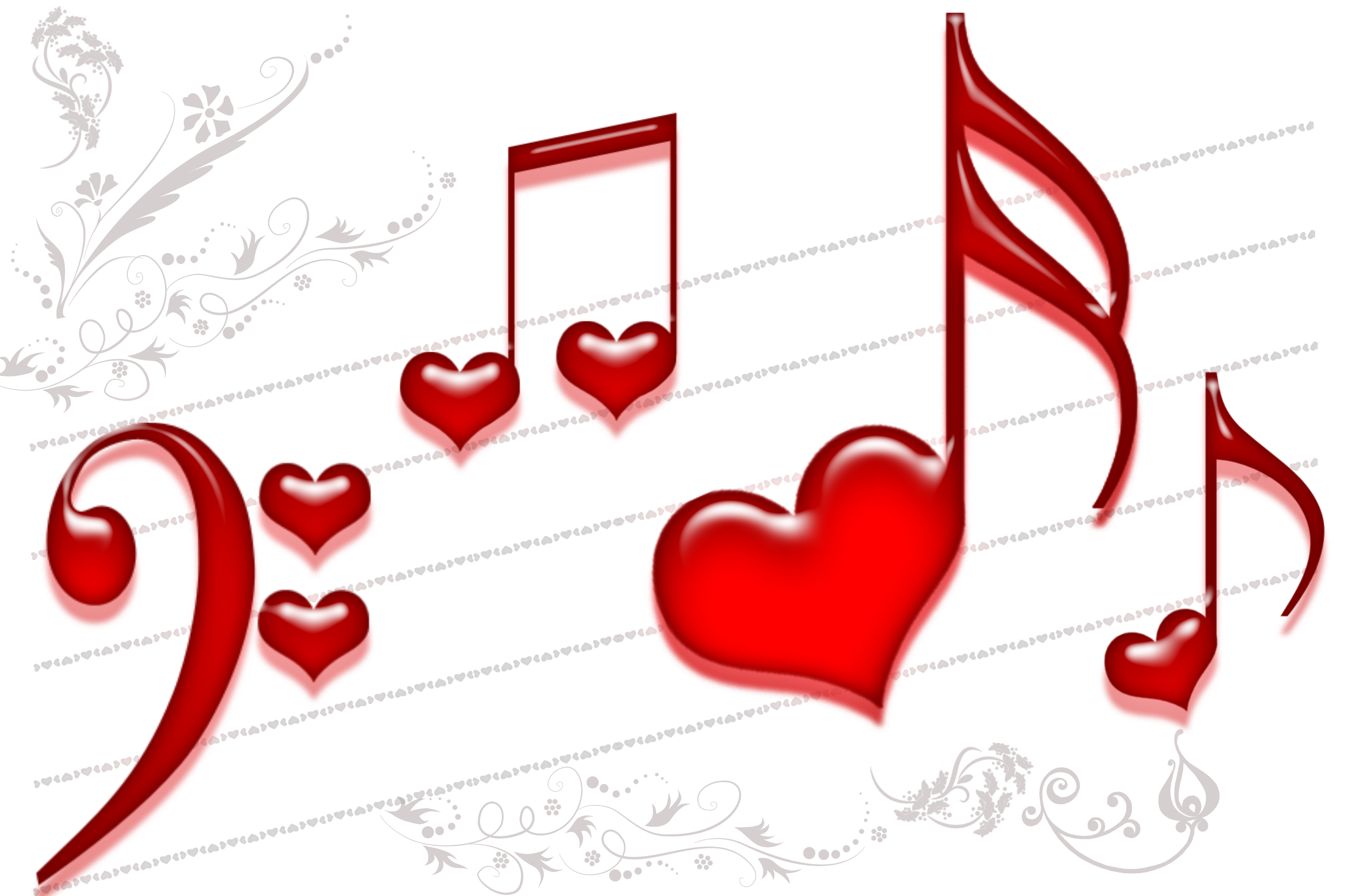 Musical notes with hearts free image download