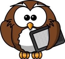 animated owl with a tablet
