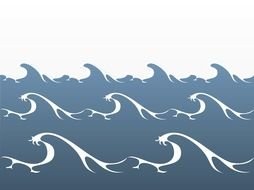 drawn dark blue ocean waves