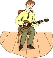 guy with a banjo as a graphic illustration