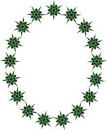 painted oval frame of green snowflakes