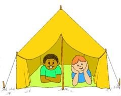 painted children in a yellow tent