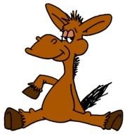 drawn cartoon brown donkey on a black background