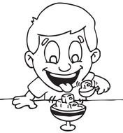 drawn boy is eating ice cream