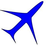 blue airplane silhouette on a white background