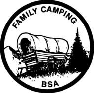 Family Camping, vintage round emblem
