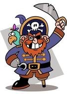 picture of a pirate with one eye and a sword in his hand