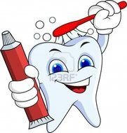 animated tooth with toothpaste and brush