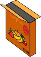 brown box with fruits as a graphic illustration