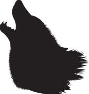black silhouette of a howling wolf