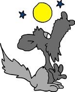 howling cartoon wolf