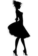 Black silhouette of a girl in a short dress