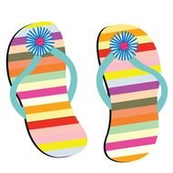colored female slippers on a white background