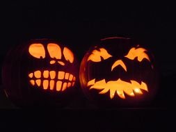 pumpkins with candles as a picture for clipart