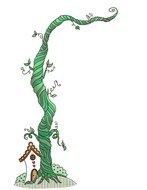 Colorful drawing with the house under the plant clipart