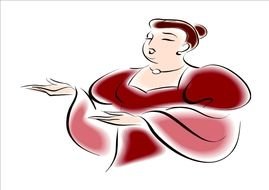 drawing of a woman in a red suit