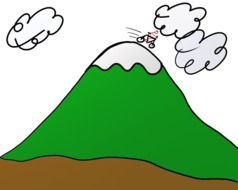 drawn cyclist on a green mountain