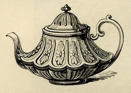 drawing of an old teapot on vintage paper