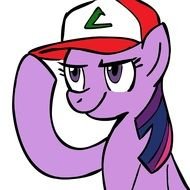 drawing of a purple pony in a cap