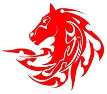 red Horse Head Symbol drawing
