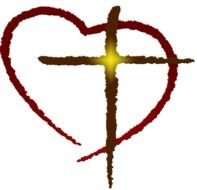 shining Cross With Heart outline, Clip Art
