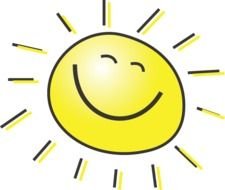 simple smiling sun, yellow and black drawing