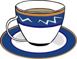 Colorful drawing of the colorful patterned tea cup with the liquid clipart