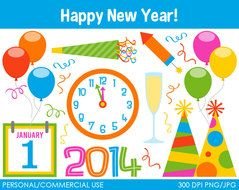 Ä°llustration of New Years icons