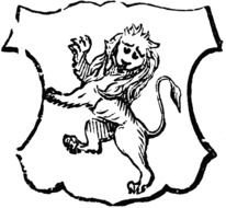 Black and white drawing of the lion on the shield clipart