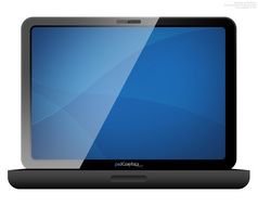 drawn black laptop with blue screen on a white background