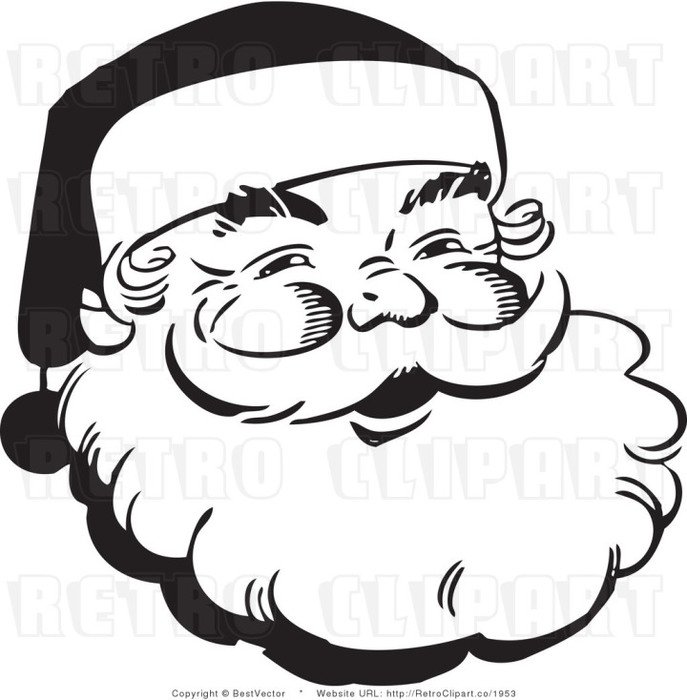 Black And White Santa Clip Art N3