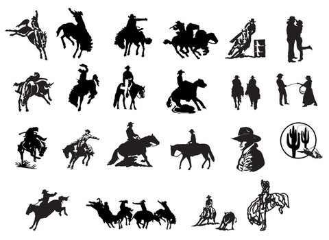 Western Cowboy Silhouettes
