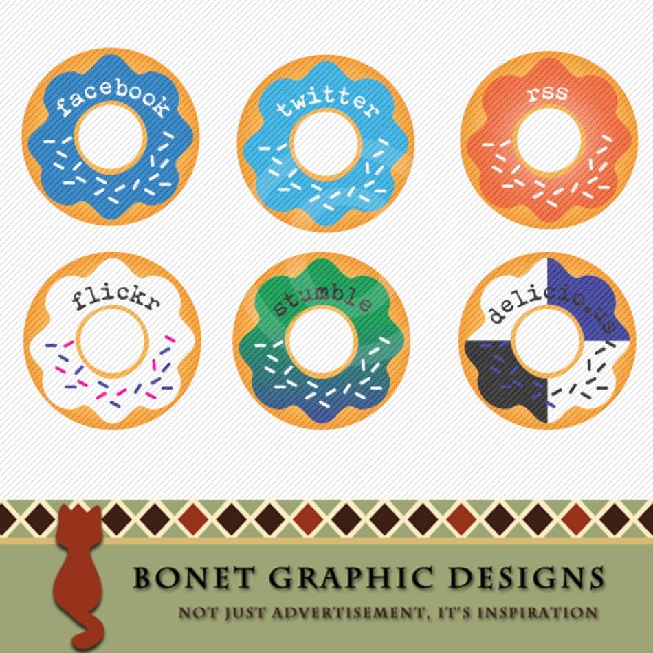 The First Free Set Of Graphics Social Media Icons Shaped Like Donuts