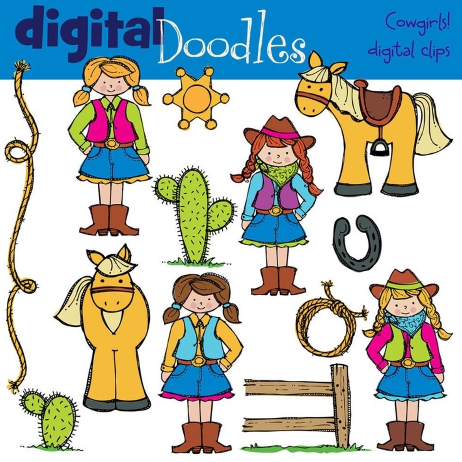 Cowgirls Digital Clipart